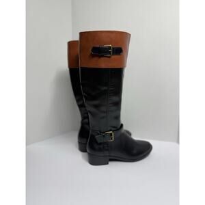 Womens Rampage Ram-Ivey-Tall Riding Boots-Black & Cognac-R08211W-Size 6.5M